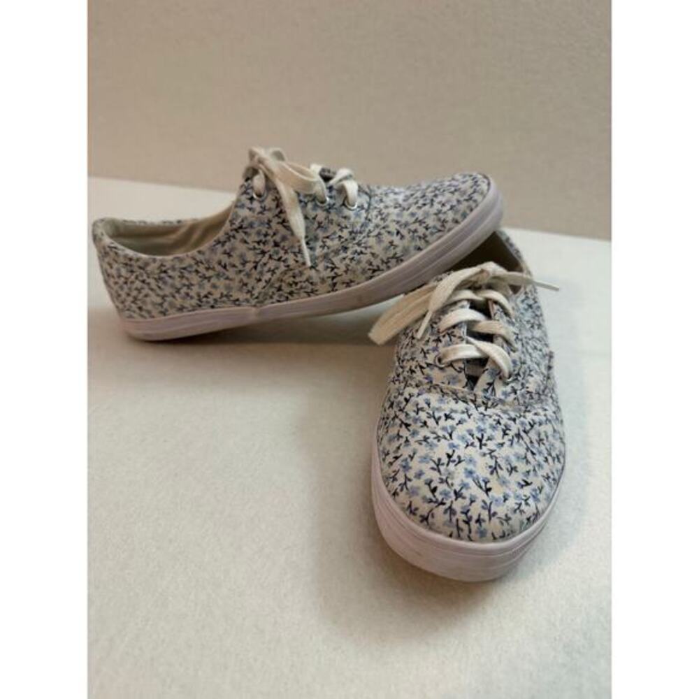 Keds US 7.5 UK 38 White Blue Floral Canvas Tennis Shoes Sneakers